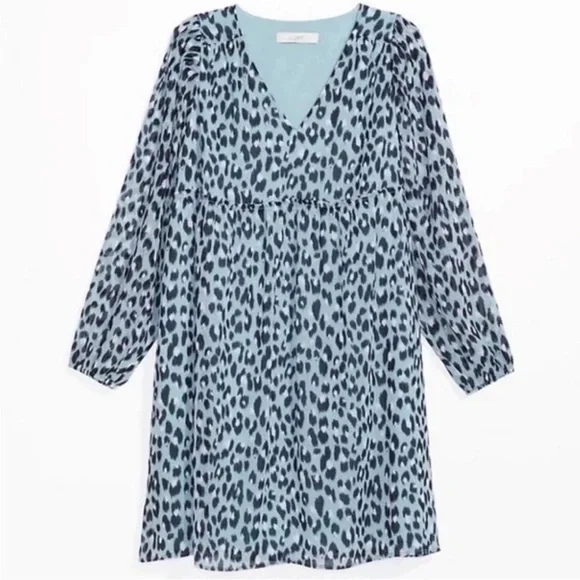 Ann Taylor Loft Maternity Blue Leopard Print V-Neck Swing Dress - Picture 2 of 6